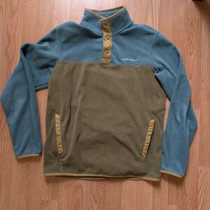 Eddie Bauer Forest Green and Tan Fleece Jacket